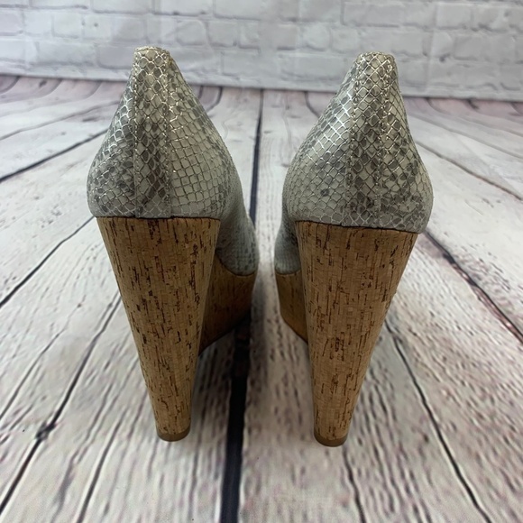 Vince Camuto Snake Skin Cork Wedges - Picture 5 of 7